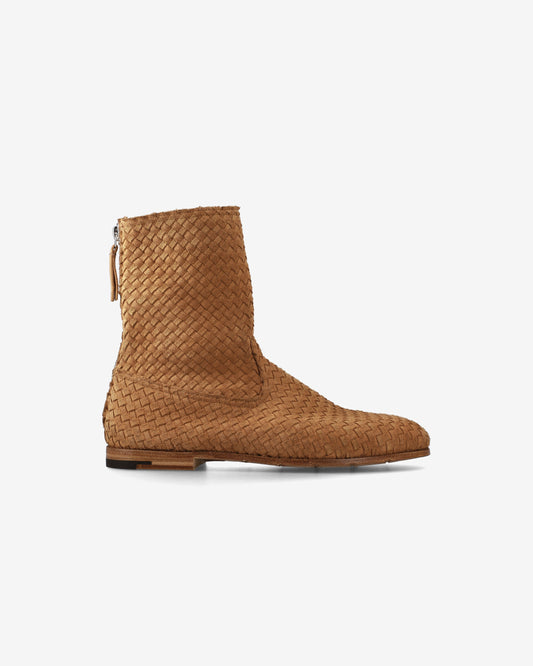 Ankle Boot with Braided Suede Upper and Leather Sole