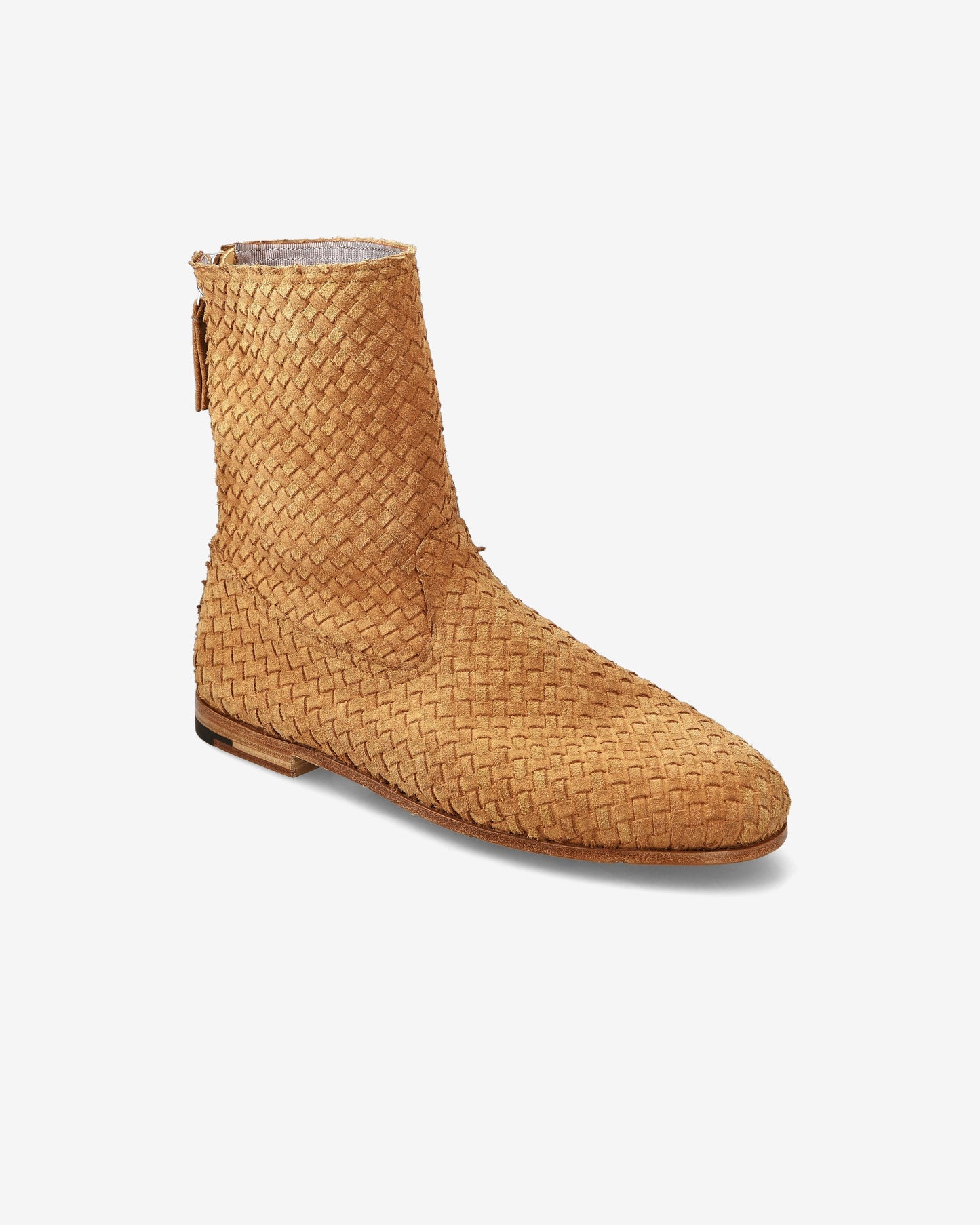 Ankle Boot with Braided Suede Upper and Leather Sole