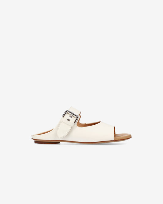Bebè Sabot with Suede Buckle and Island Flat Heel